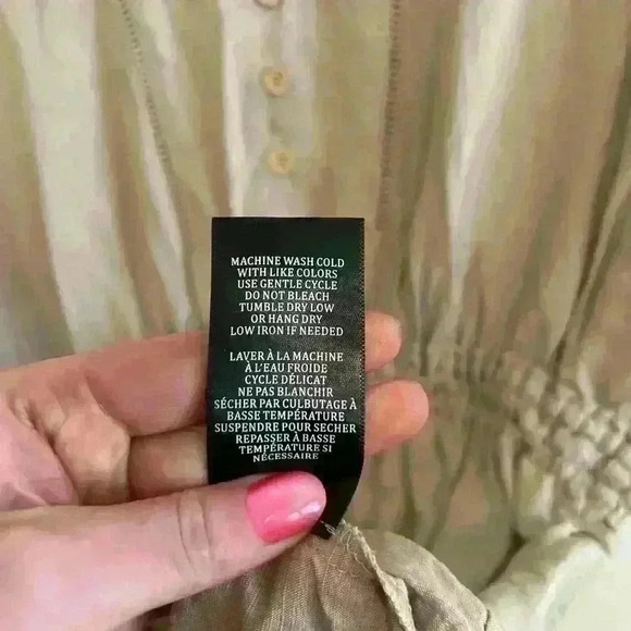 BLANK NYC Linen Blend Short Sleeve Collared Romper Beige Tan Size Medium Pockets - Picture 8 of 8